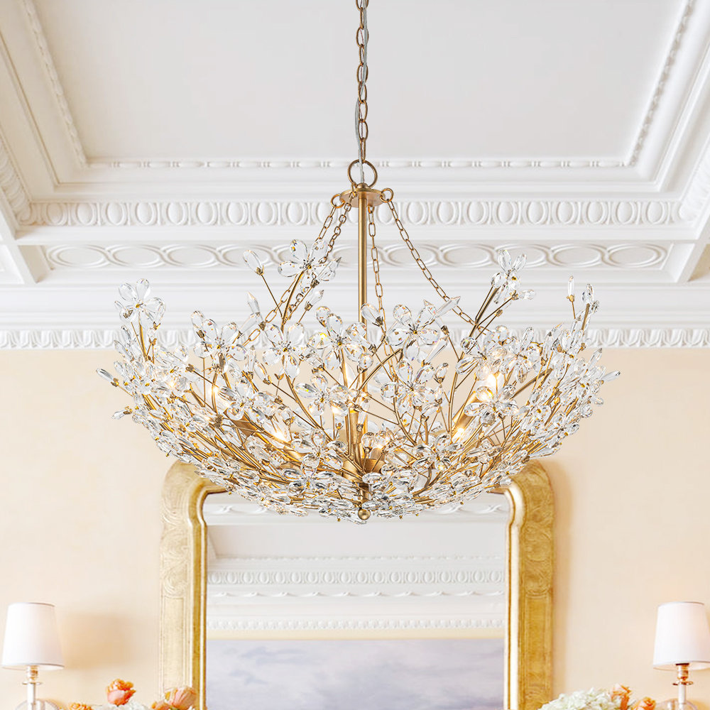 シャンデリアローズ リビング照明、フランス製フラワーシャンデリア、花付きシャンデリア